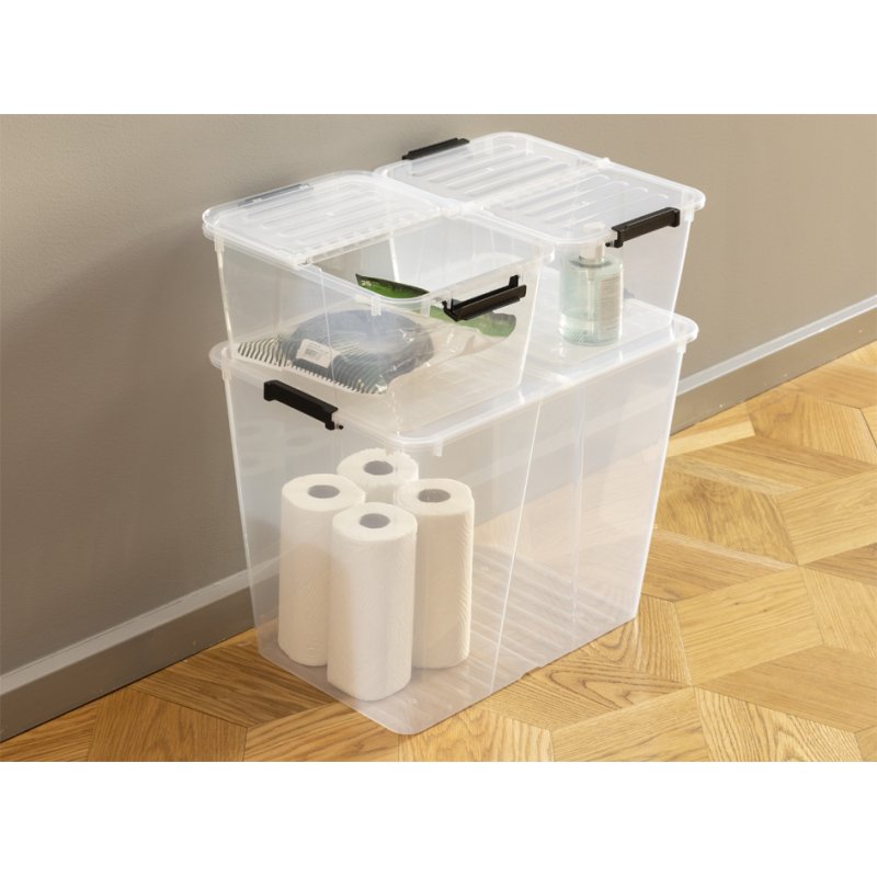 plast team boîte de rangement HOME BOX FLEX, 30 litres, transparent, 430×330×300 mm